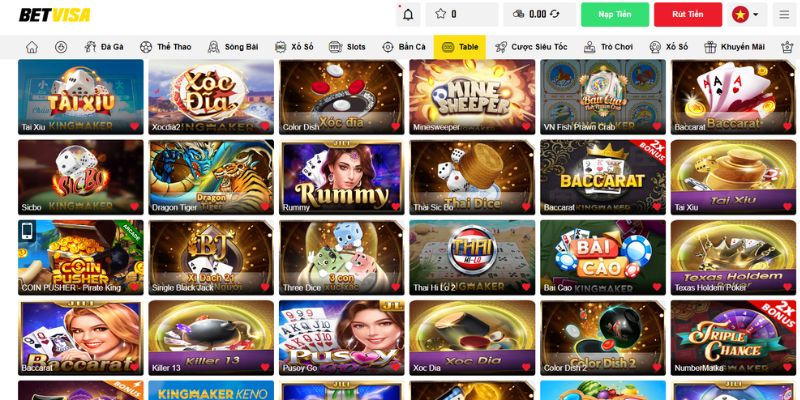 Giao diện web Betvisa tinh tế cực kỳ dễ sử dụng